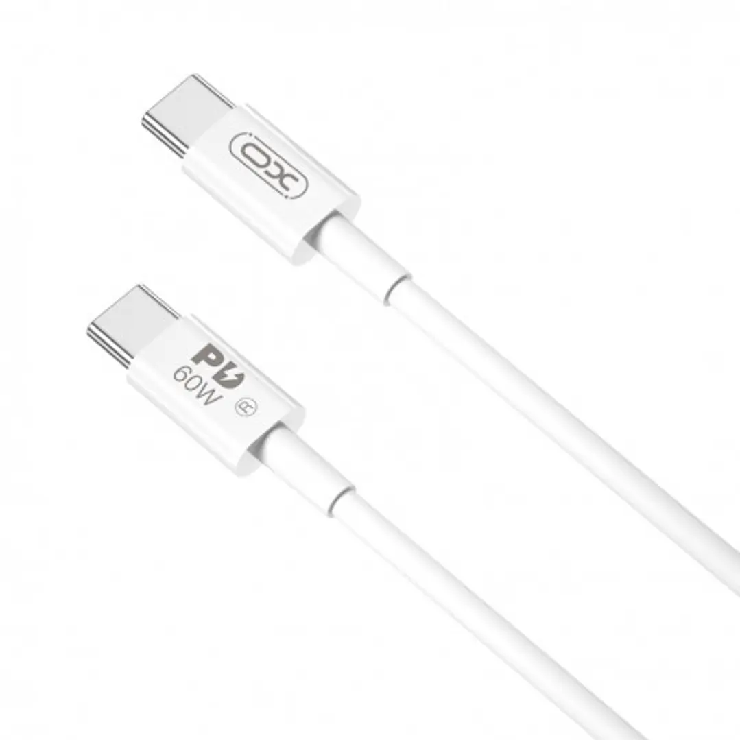 XO NBQ190 Cable de Carga - Soporta hasta 60W - USB-C a USB-C - Longitud 2m - 5-20V - Color Blanco 1