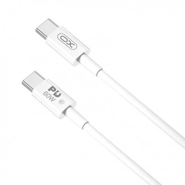 XO NBQ190 Cable de Carga - Soporta hasta 60W - USB-C a USB-C - Longitud 2m - 5-20V - Color Blanco 1