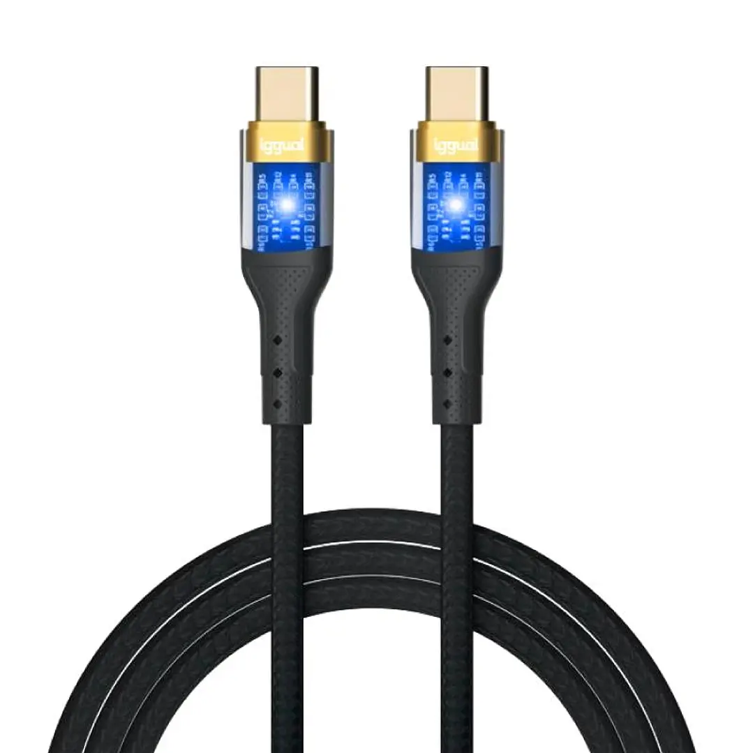 iggual Cable USB-C a tipo C 3A 100 cm trenzado LED 1