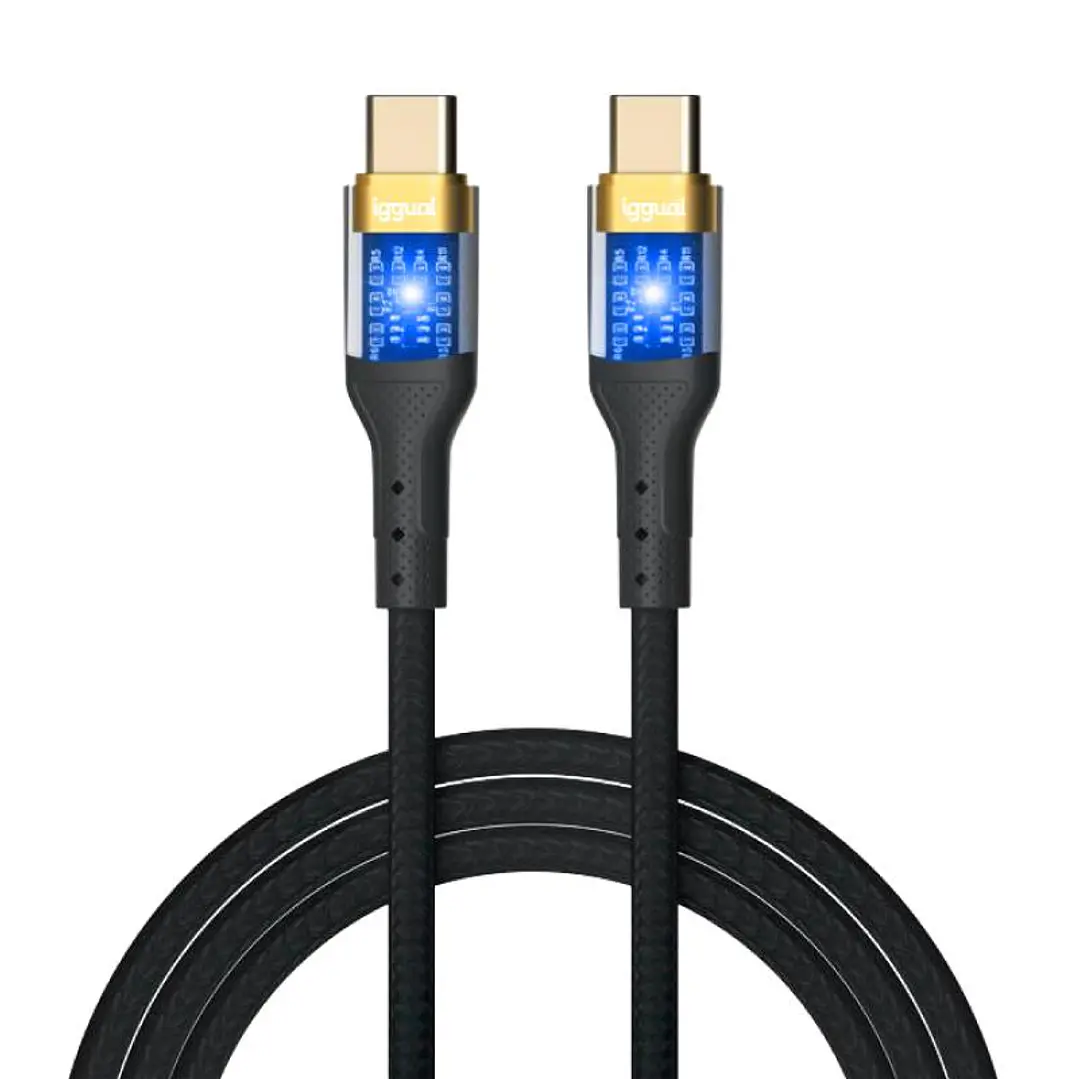 iggual Cable USB-C a tipo C 3A 100 cm trenzado LED 3