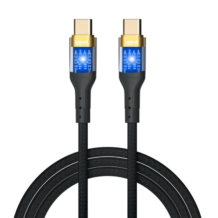 iggual Cable USB-C a tipo C 3A 100 cm trenzado LED 3