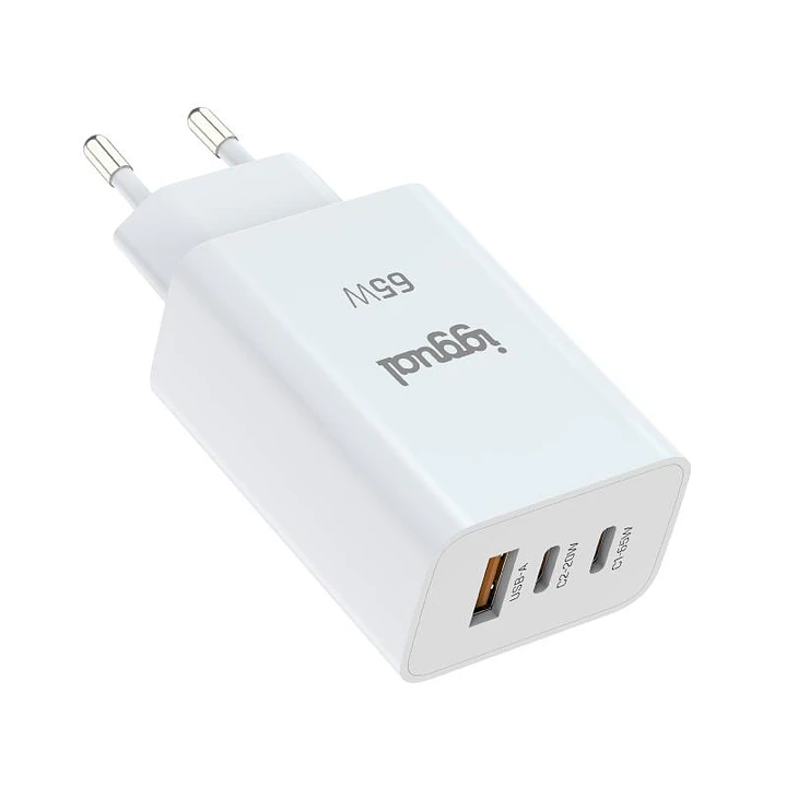 iggual Cargador triple USB-A + 2 x tipo C GaN 65W 4