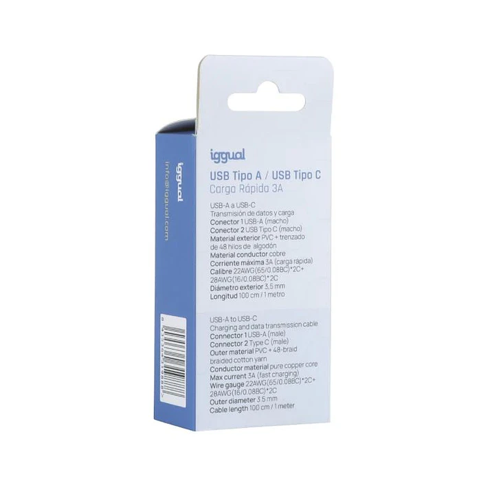 iggual Cable USB-A a tipo C 3A 100 cm trenzado 4