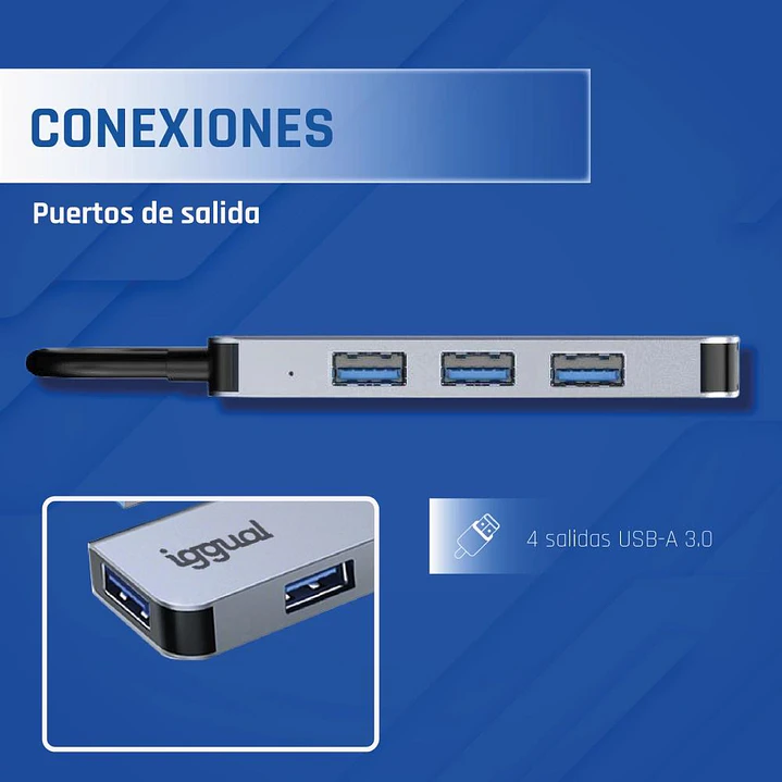 iggual Hub USB 3.0 tipo C x 4 puertos USB-A 3.0 3
