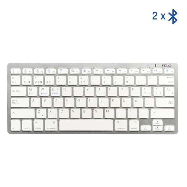 iggual Teclado Bluetooth Slim TKL-BT plata 2 canal 1