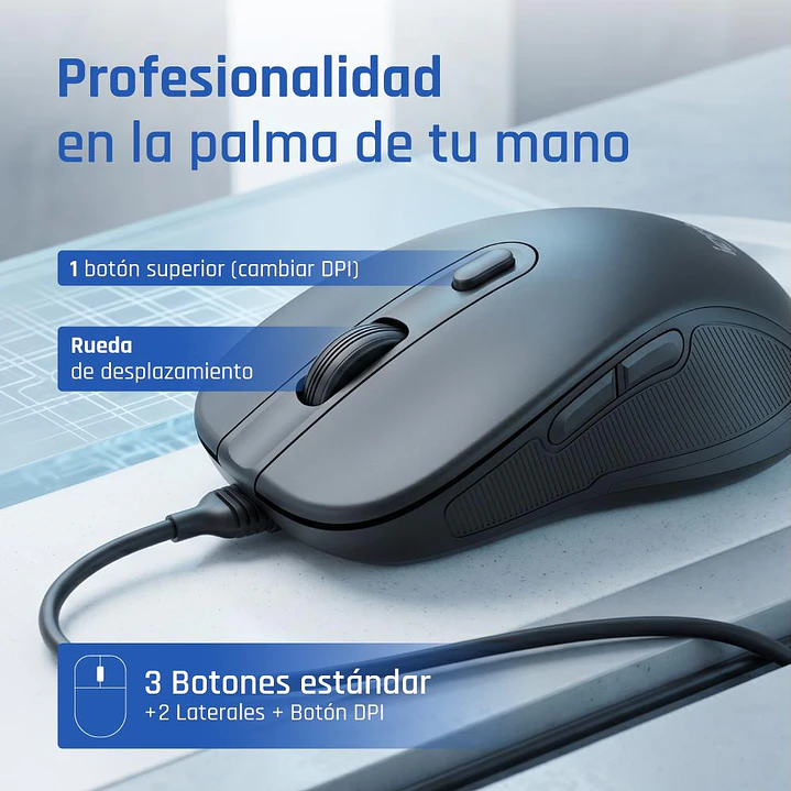 iggual Ratón USB OFFICE-ELITE-PRO-6D 3600DPI 3