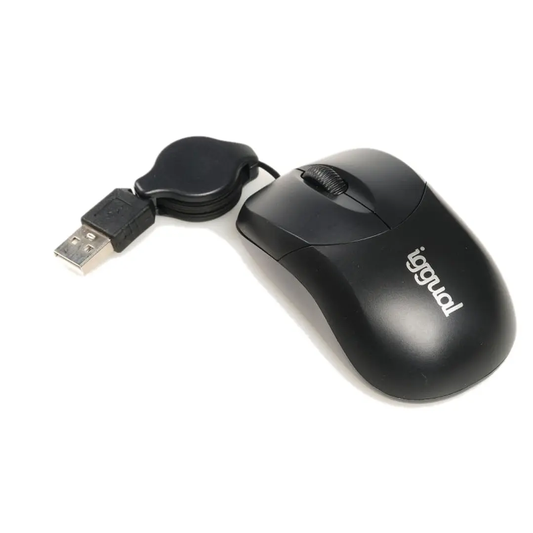 iggual Ratón retráctil COM-BASIC-800DPI negro 1