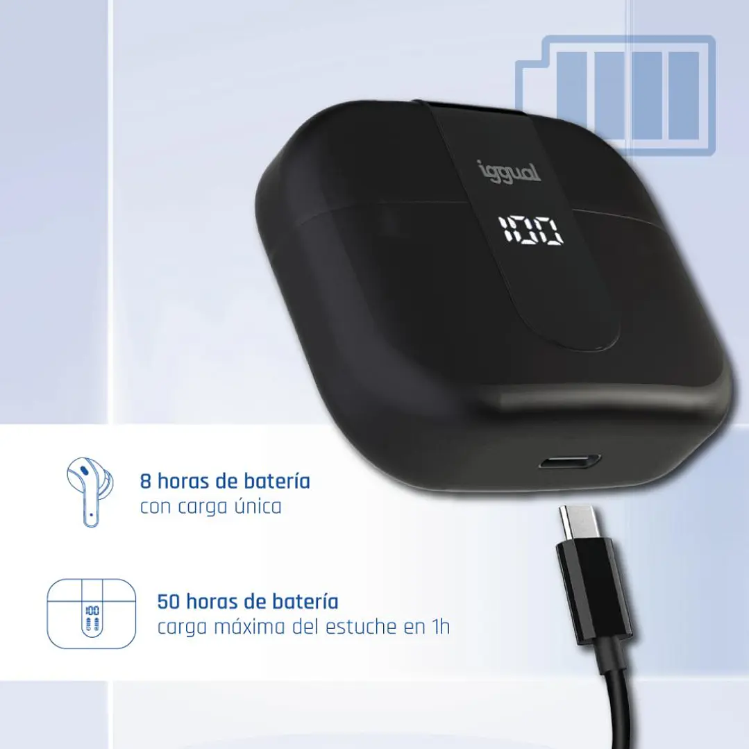 iggual Auriculares inalámbricos TWS Bluetooth negr 3