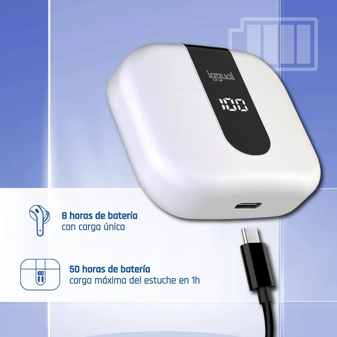 iggual Auriculares inalámbricos TWS Bluetooth blan 3