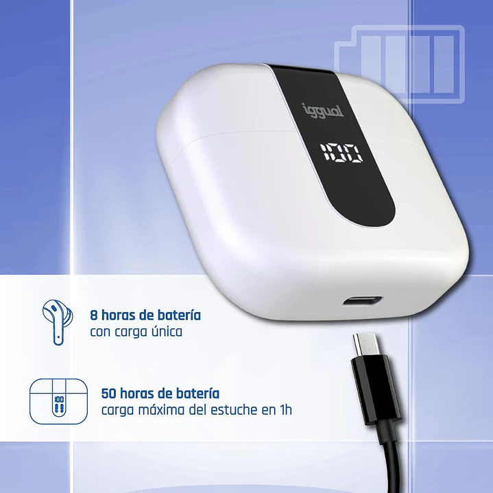 iggual Auriculares inalámbricos TWS Bluetooth blan 3