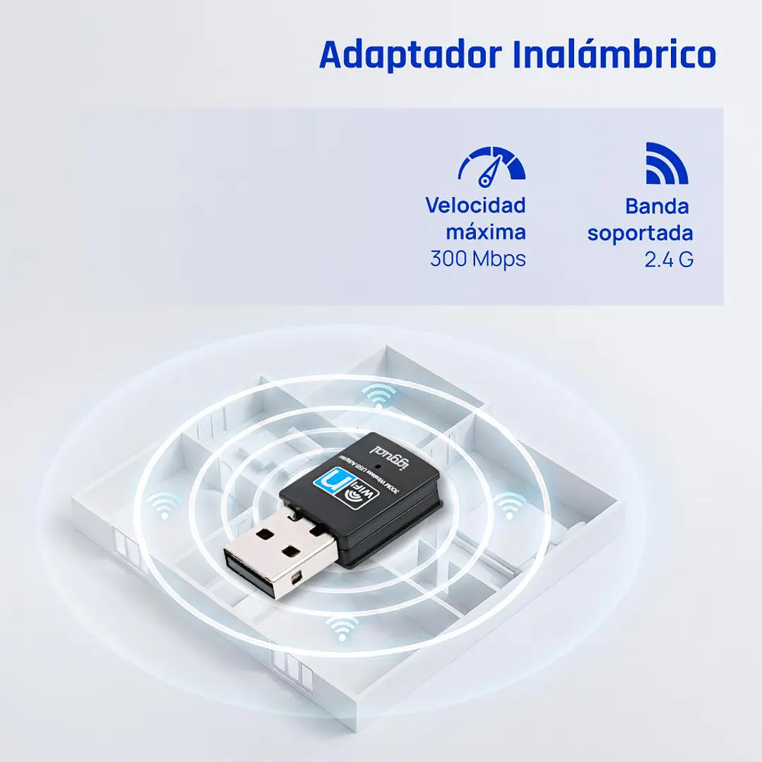 iggual Adaptador USB Wifi 300 Mbps mono 2.4GHz 2