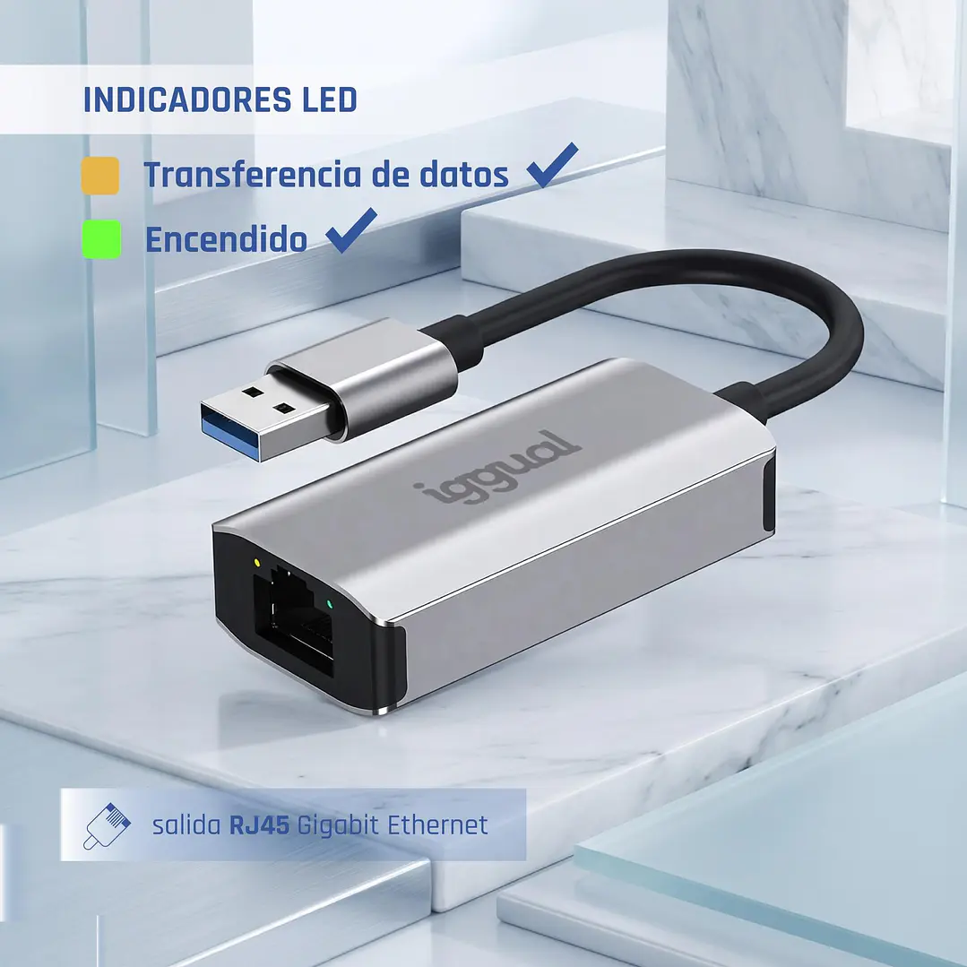 iggual Adaptador USB-A 3.0 a RJ45 Gigabit 4