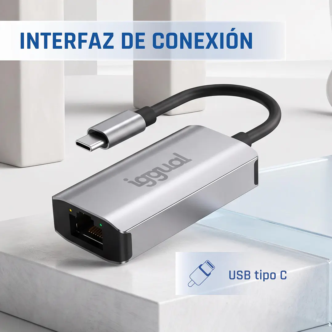 iggual Adaptador tipo C a RJ45 Gigabit 1000Mbps 3