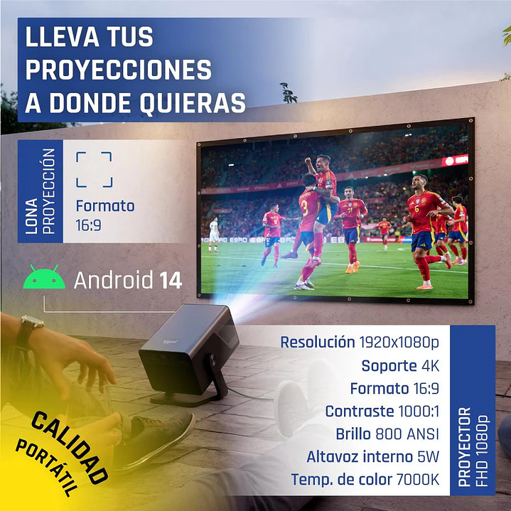 iggual Pack proyector 4K + lona proyección120