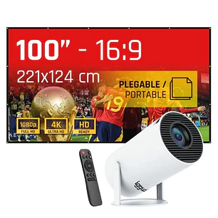 iggual Pack mini proyector + pantalla 100