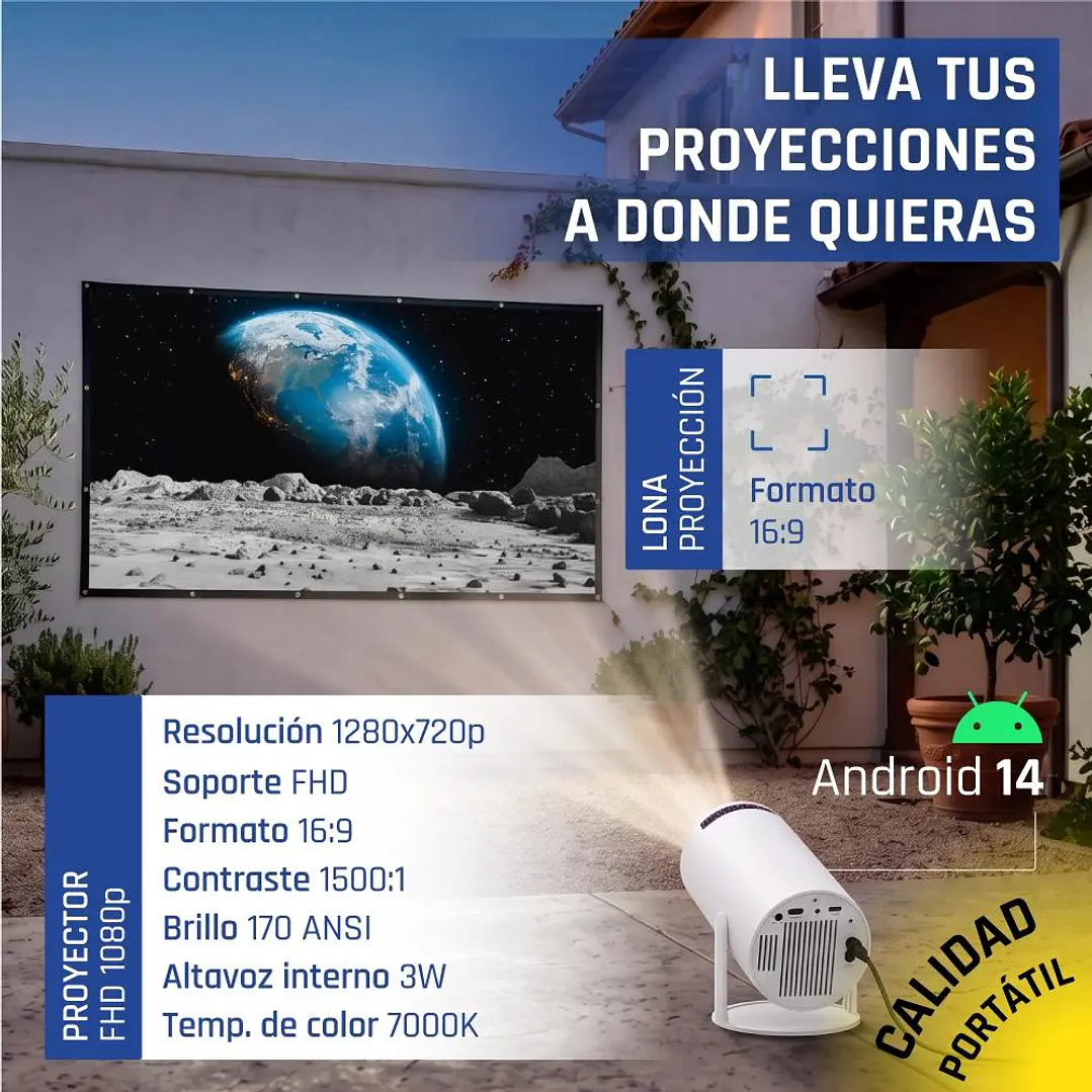 iggual Pack mini proyector + pantalla 120