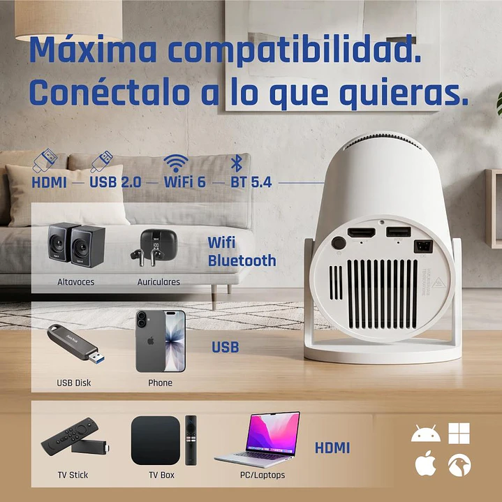 iggual Pack mini proyector + pantalla 100