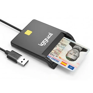 iggual Lector DNI SIP tarjetas ID USB 2.0 negro