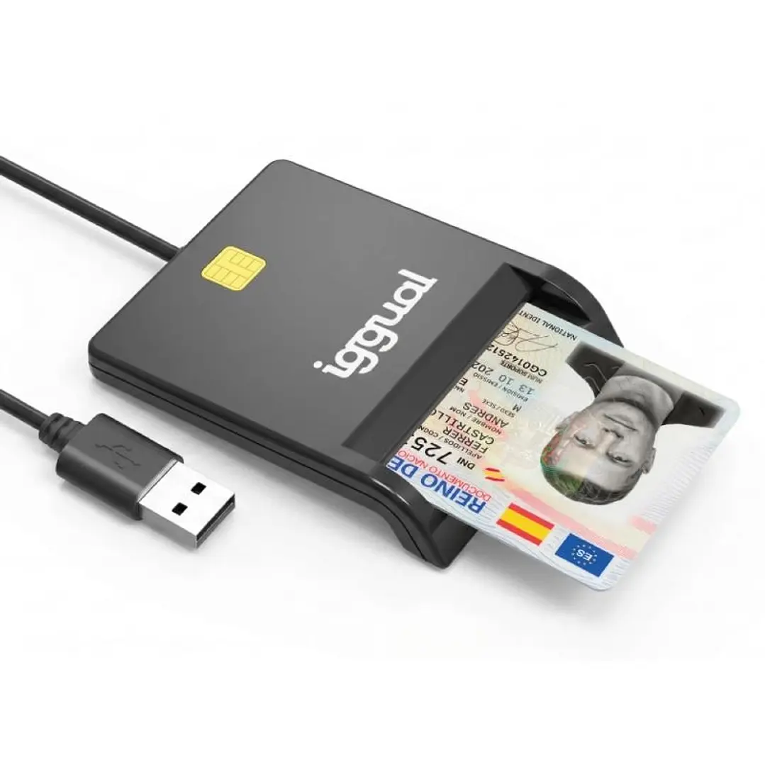 iggual Lector DNI SIP tarjetas ID USB 2.0 negro 1