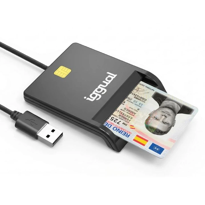 iggual Lector DNI SIP tarjetas ID USB 2.0 negro 1