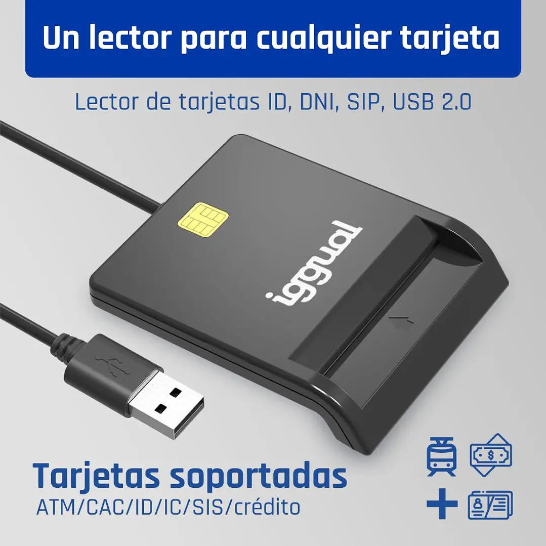 iggual Lector DNI SIP tarjetas ID USB 2.0 negro 2