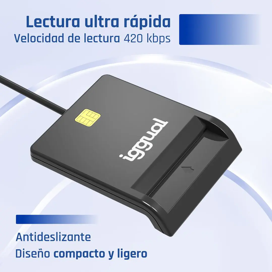 iggual Lector DNI SIP tarjetas ID USB 2.0 negro 3