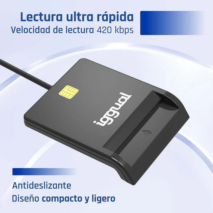 iggual Lector DNI SIP tarjetas ID USB 2.0 negro 3