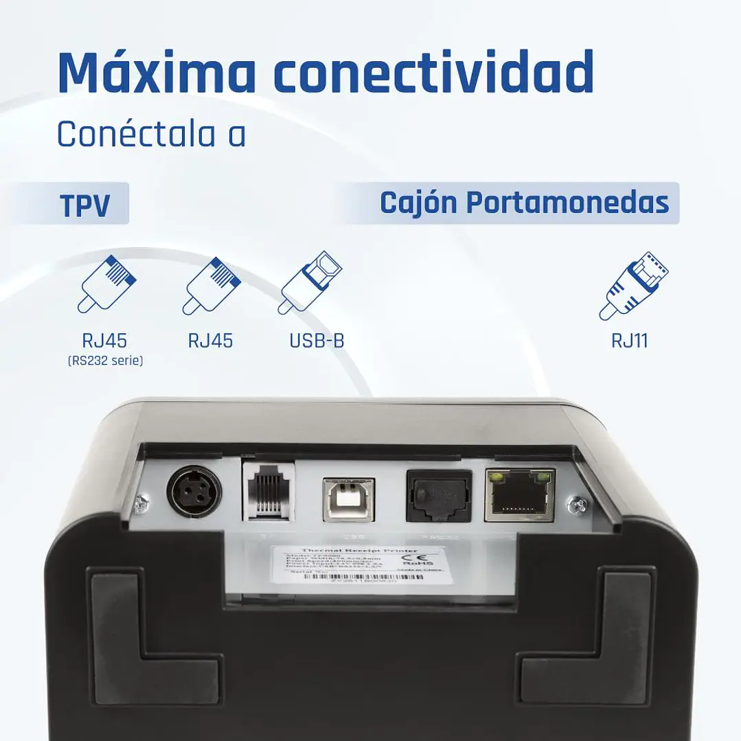 iggual Impresora Térmica TP9000 USB+RJ45+RJ45RS232 3