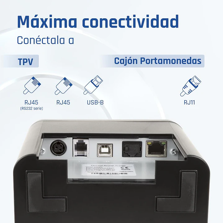 iggual Impresora Térmica TP9000 USB+RJ45+RJ45RS232 3