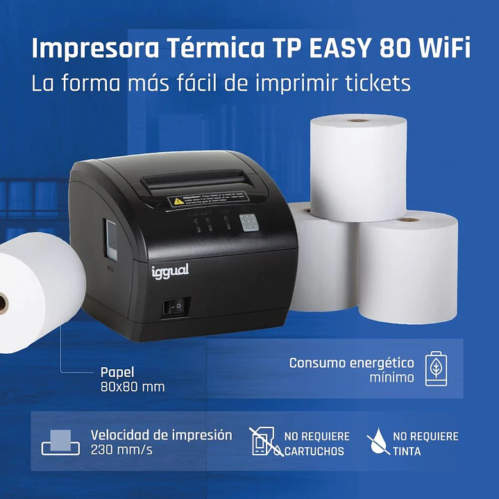 iggual Impresora térmica TP EASY 80 USB+RJ11 WiFi 2
