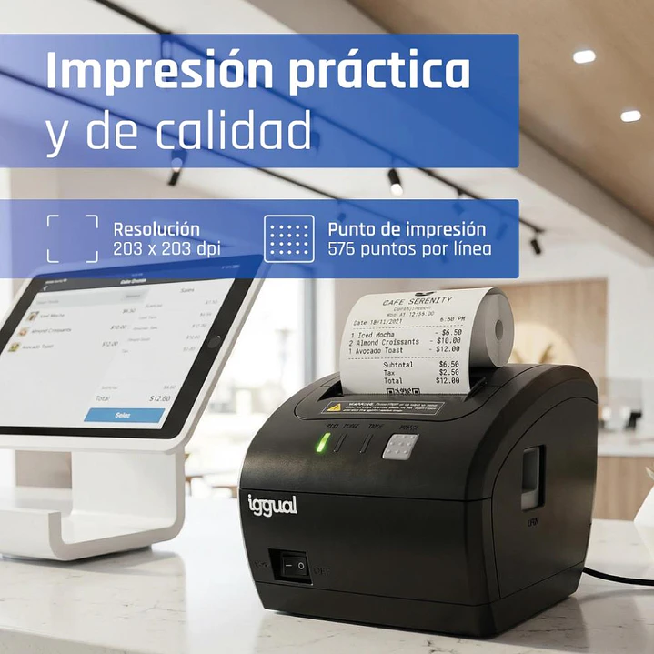 iggual Impresora térmica TP EASY 80 USB+RJ11 WiFi 4