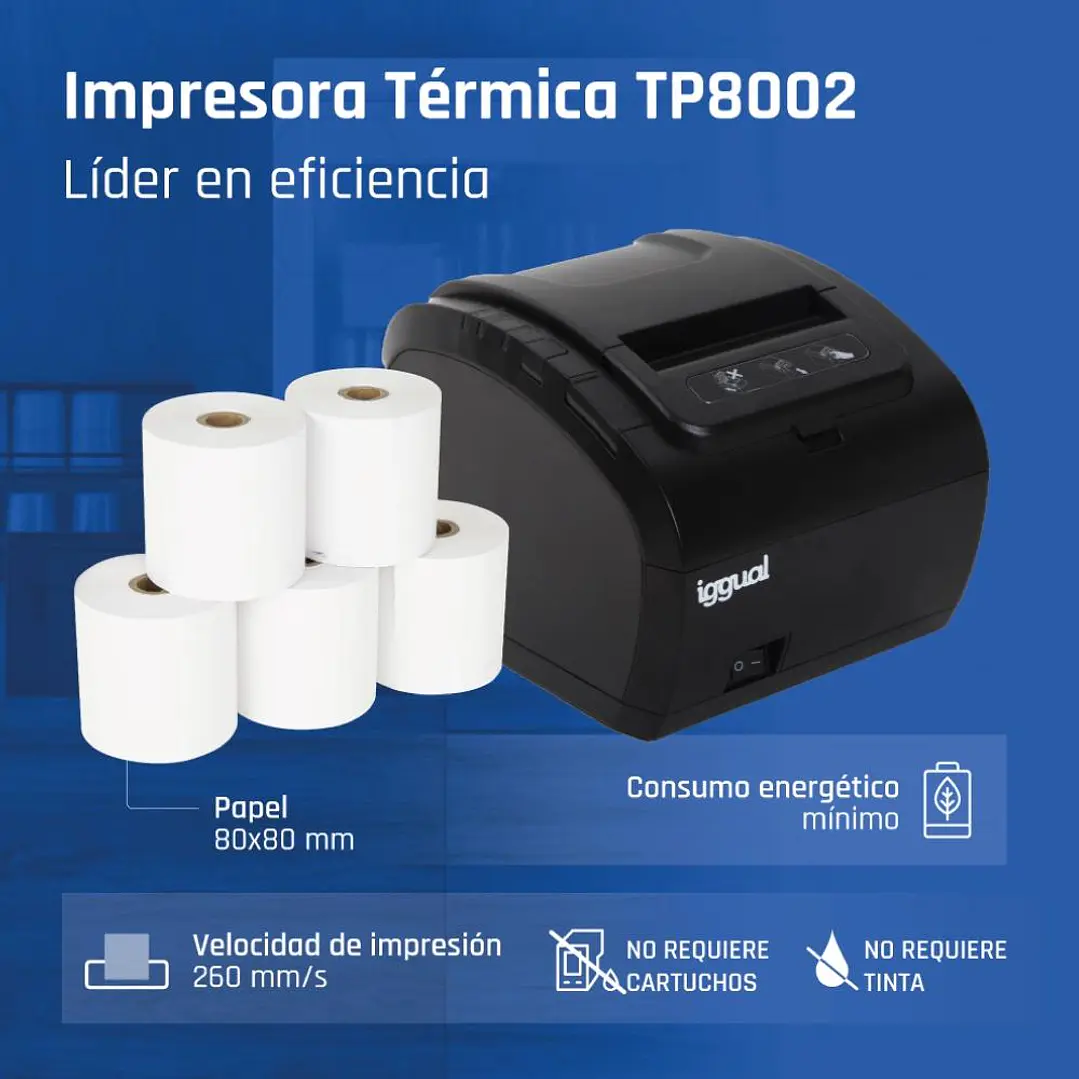 iggual Impresora Térmica TP8002 USB+RS232+Ethernet 2