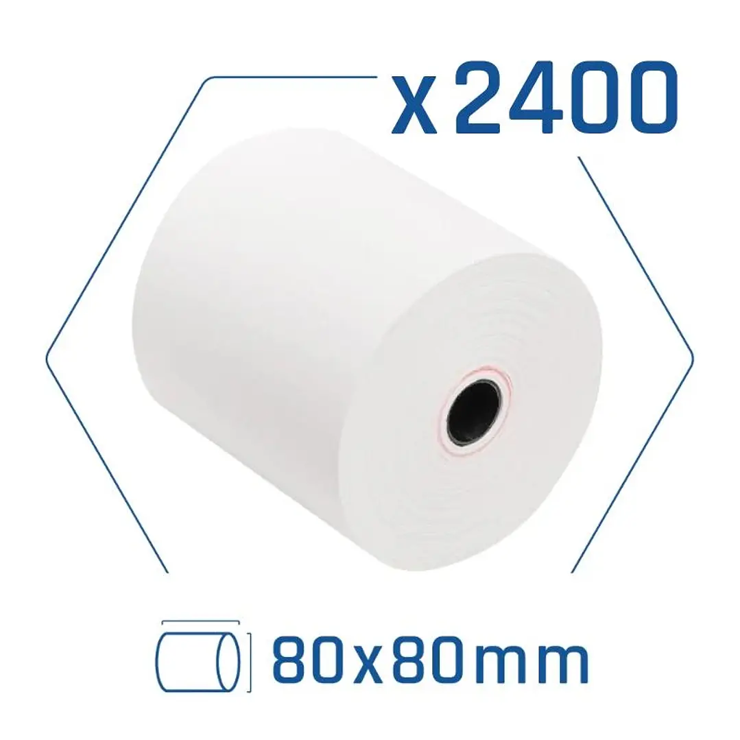 Palet 2400 rollos papel térmico sin BPA 80x80mm 1
