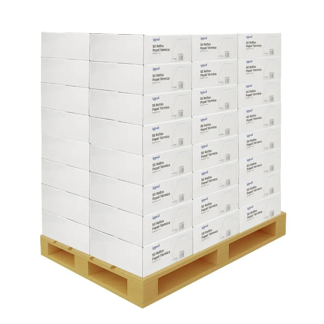 Palet 2400 rollos papel térmico sin BPA 80x80mm 2