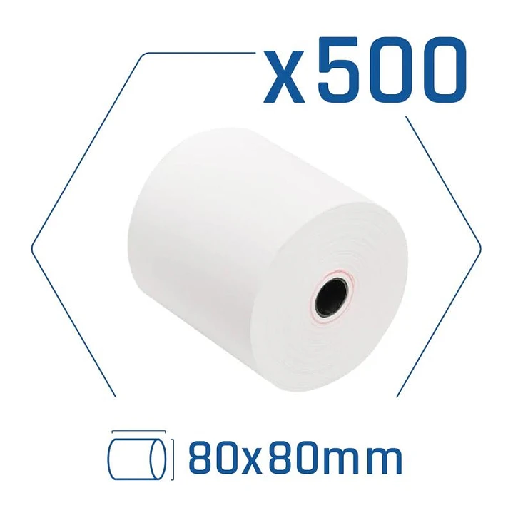 Pack 500 rollos papel térmico sin BPA 80x80mm 1