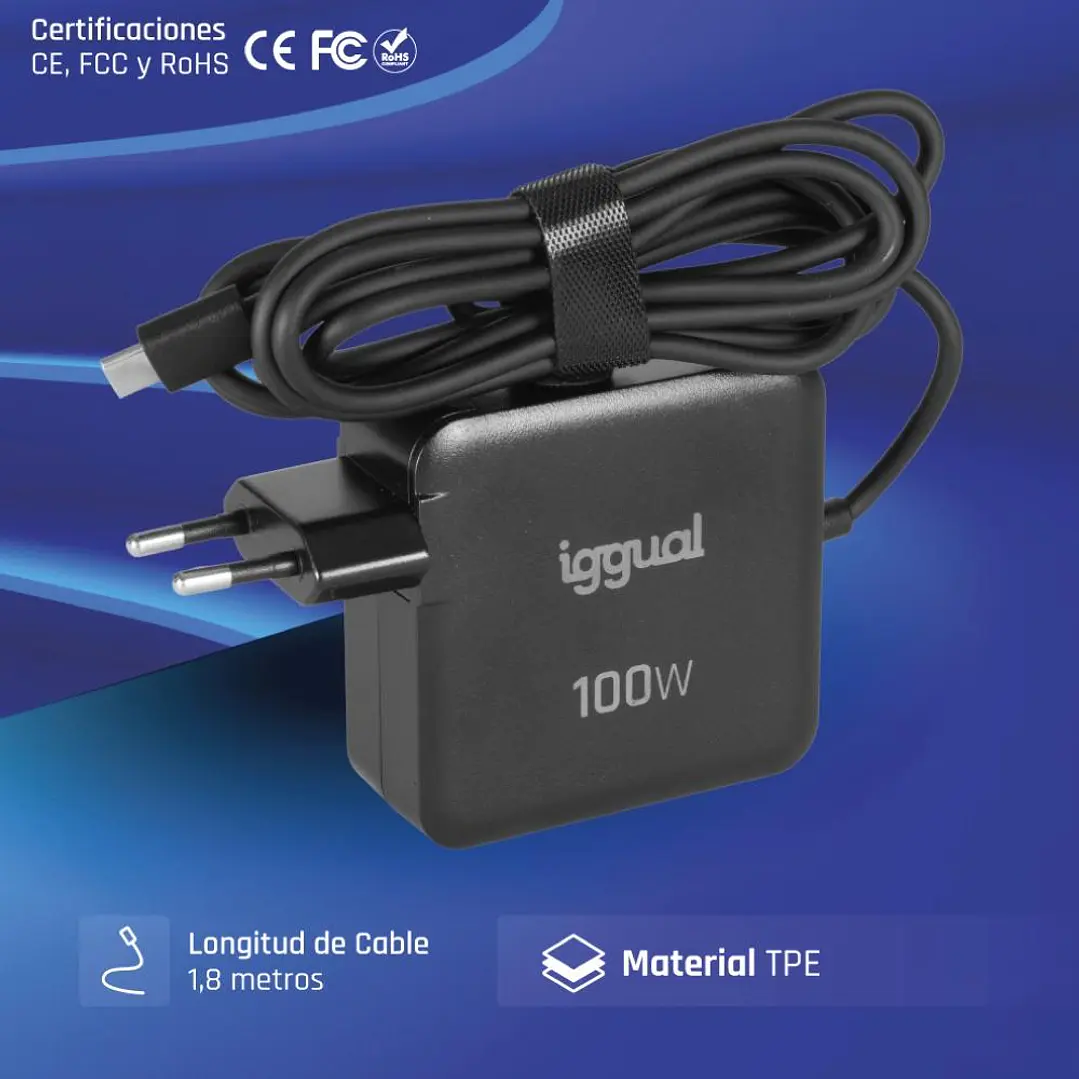 iggual Cargador portátil y móvil tipo C PD 100W 2