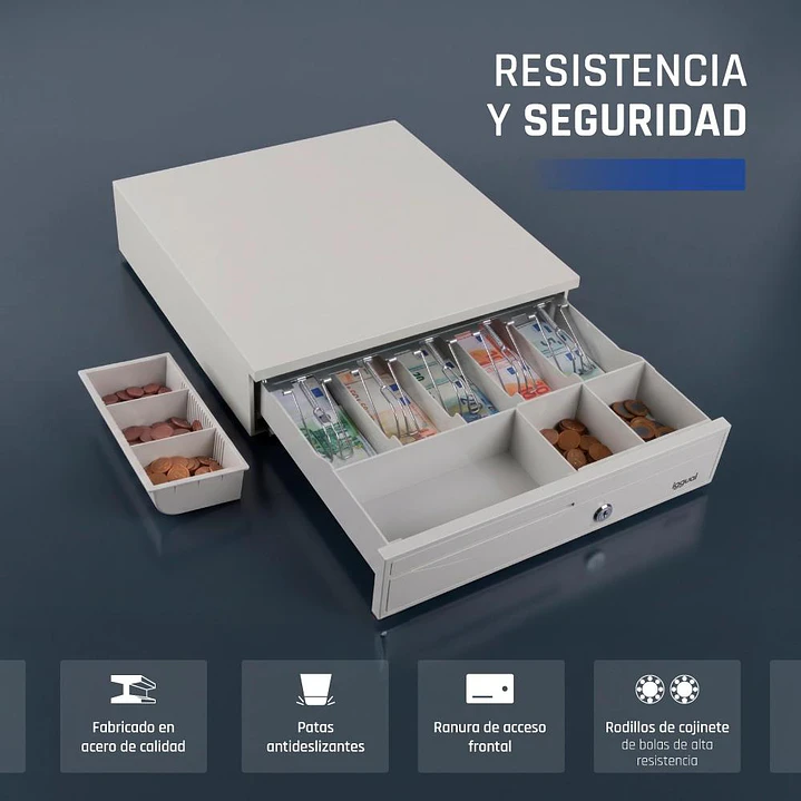 iggual Cajón portamonedas IRON-30W 42cm 5+5 blanco 4