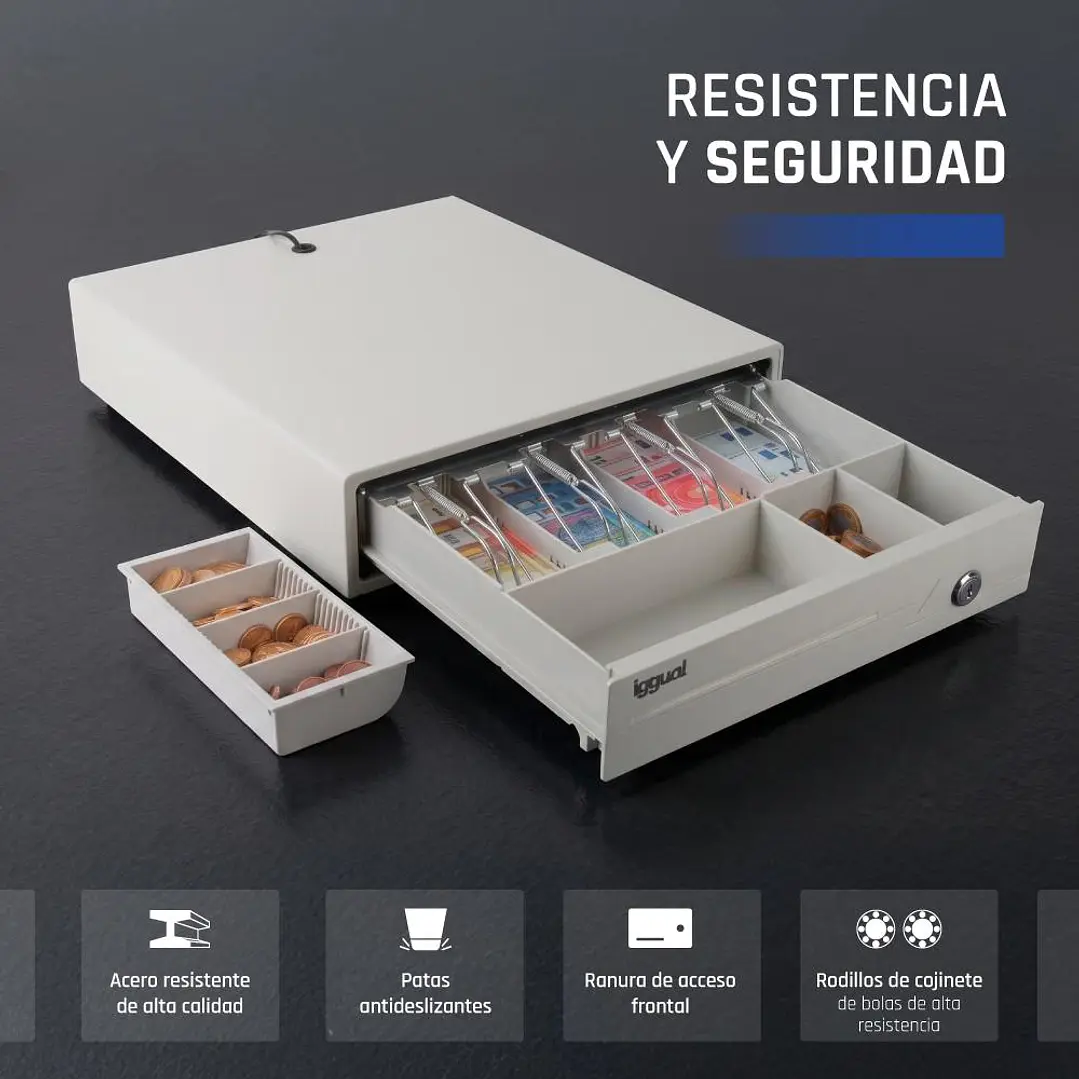 iggual Cajón portamonedas IRON-10W 38cm 4+6 blanco 3