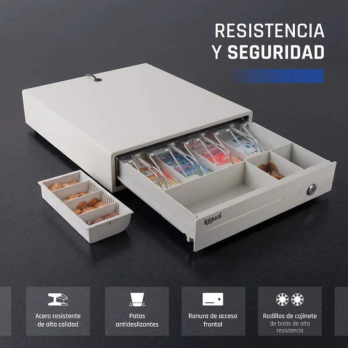 iggual Cajón portamonedas IRON-10W 38cm 4+6 blanco 3