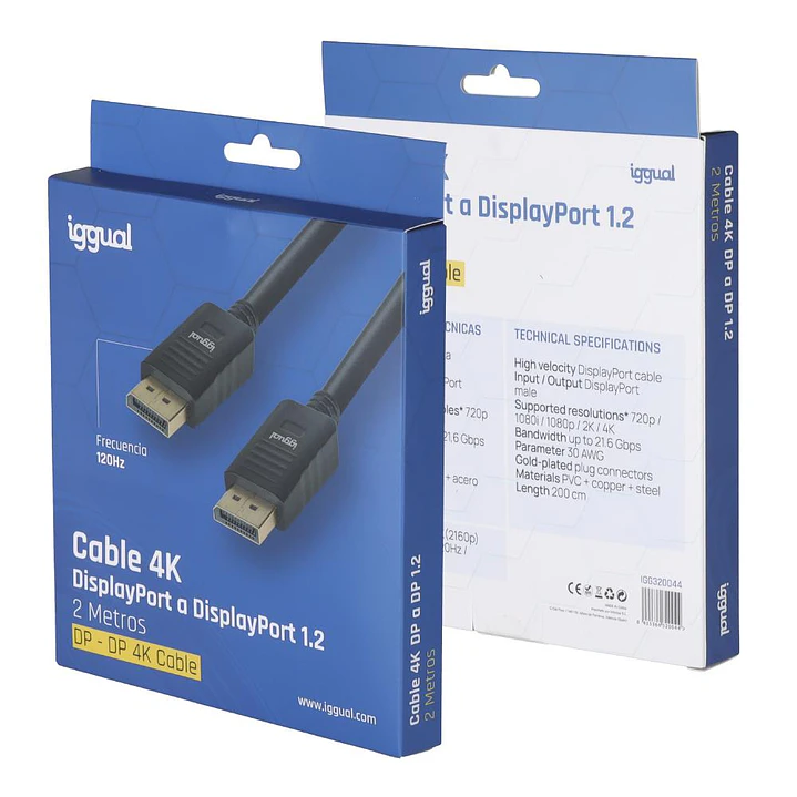 iggual Cable DisplayPort (M) 1.2 4K@60hz 2 metros 2