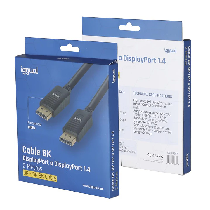 iggual Cable DisplayPort (M) 1.4 8K@60hz 2 metros 4