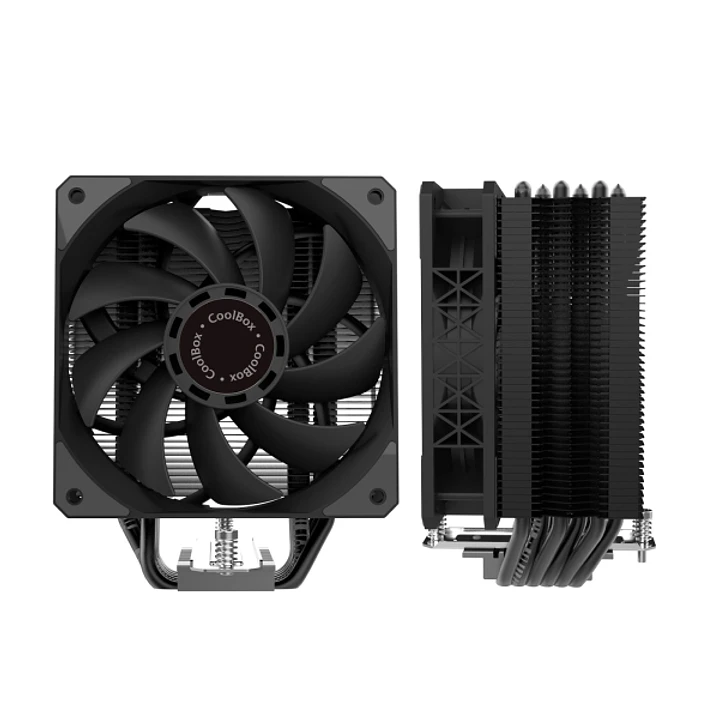 Coolbox H6 Black Disipador Multizocalo - 6 Heatpipes - 240W TDP - Ventilador 120mm - Velocidad Max. 2000rpm - Color Negro 1
