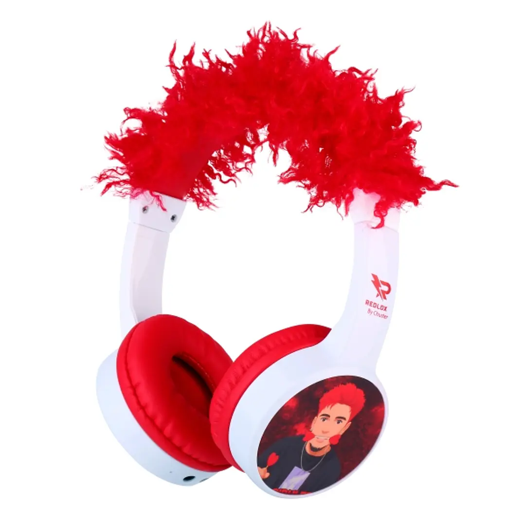 Redlox by Chuster Tuber Auriculares Bluetooth 5.3 con Pelo - Altavoz 30mm - Bateria 200mAh - Autonomia hasta 24h - Alcance 10m - 32Ohm - Sensibilidad  1