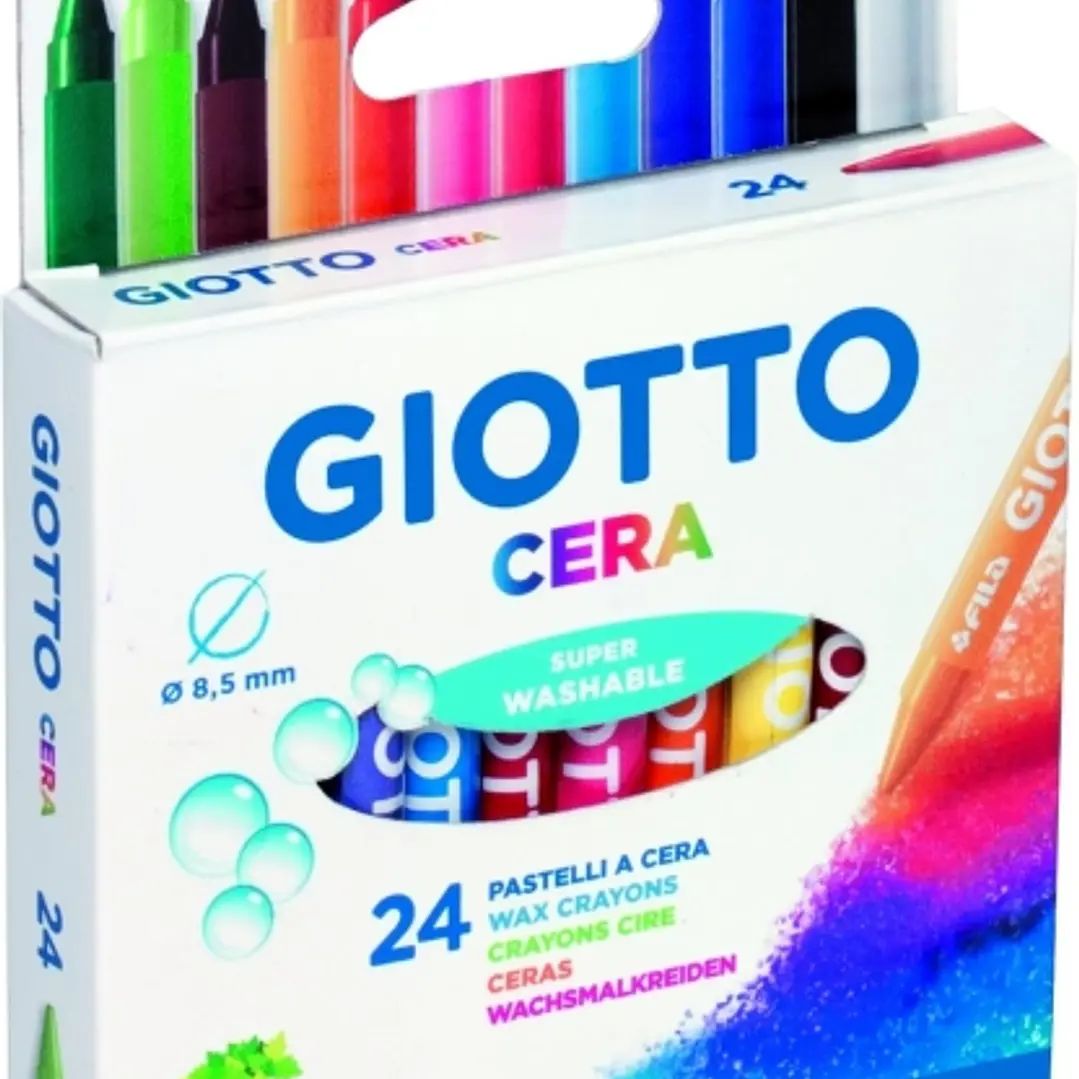 Giotto Pack de 24 Lapices de Cera - Extraresistentes - Facil de Sacar Punta - No Mancha 1