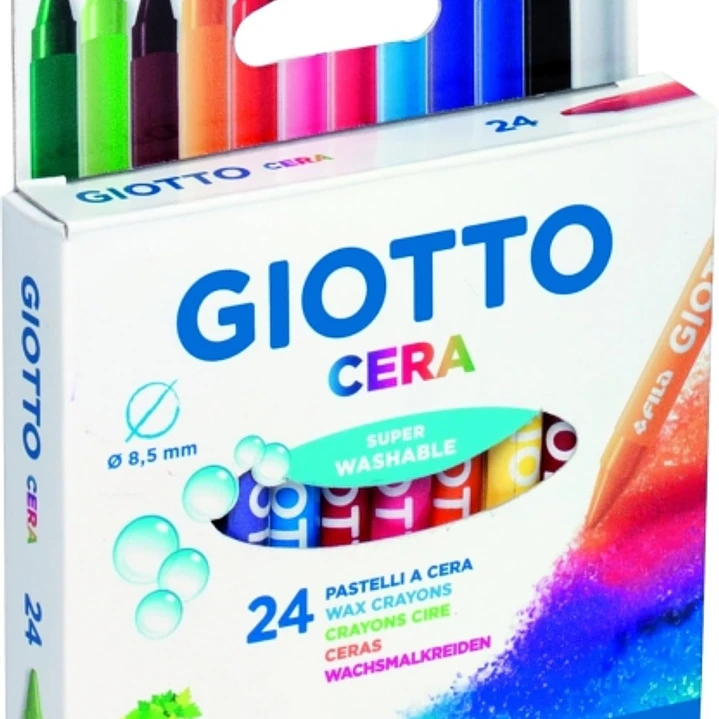 Giotto Pack de 24 Lapices de Cera - Extraresistentes - Facil de Sacar Punta - No Mancha 1