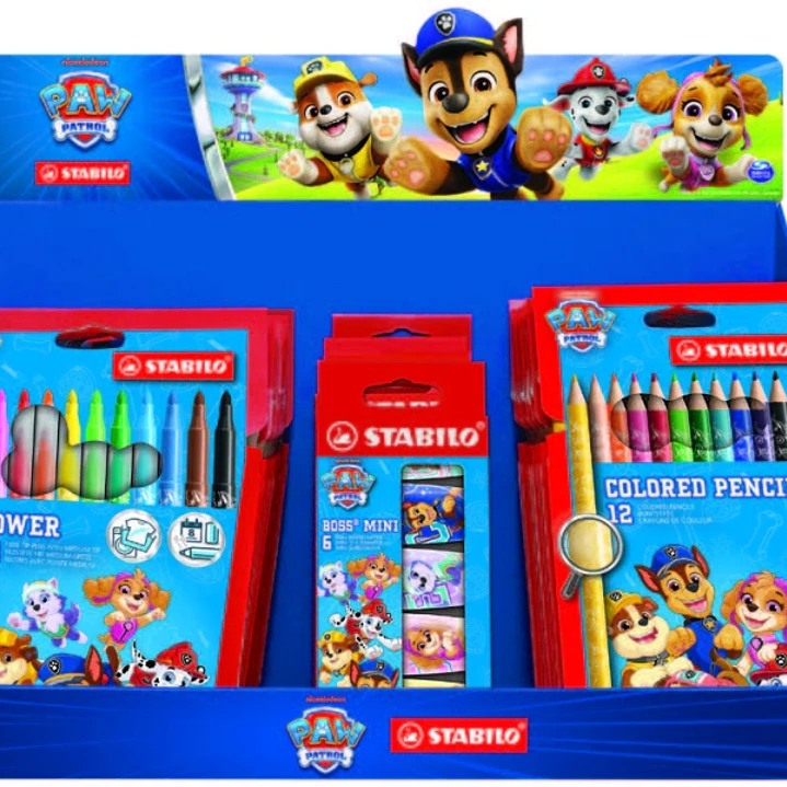 Stabilo Patrulla Canina Expositor de 26 Packs Variados para Colorear con Diseños de la Patrulla Canina - Lapices de Colores, Fluorescentes y Rotulador 1
