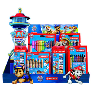 Stabilo Patrulla Canina Expositor de 33 Packs Variados para Colorear con Diseños de la Patrulla Canina - Lapices de Colores, Fluorescentes y Rotulador