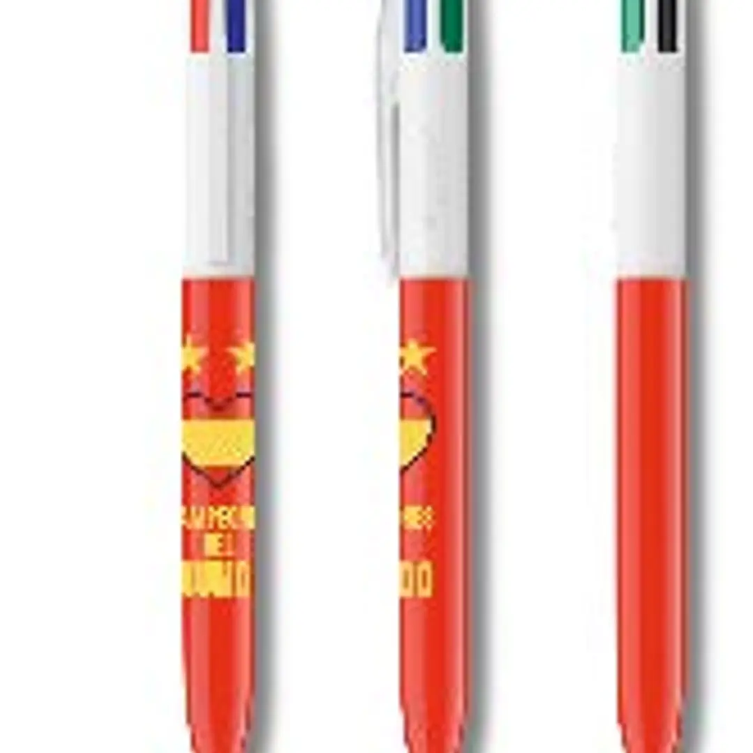 Bic 4 Colours Campeones Expositor con 25 Boligrafos de Bola Retractil - Punta Media de 1.0mm - 4 Colores de Tinta 1