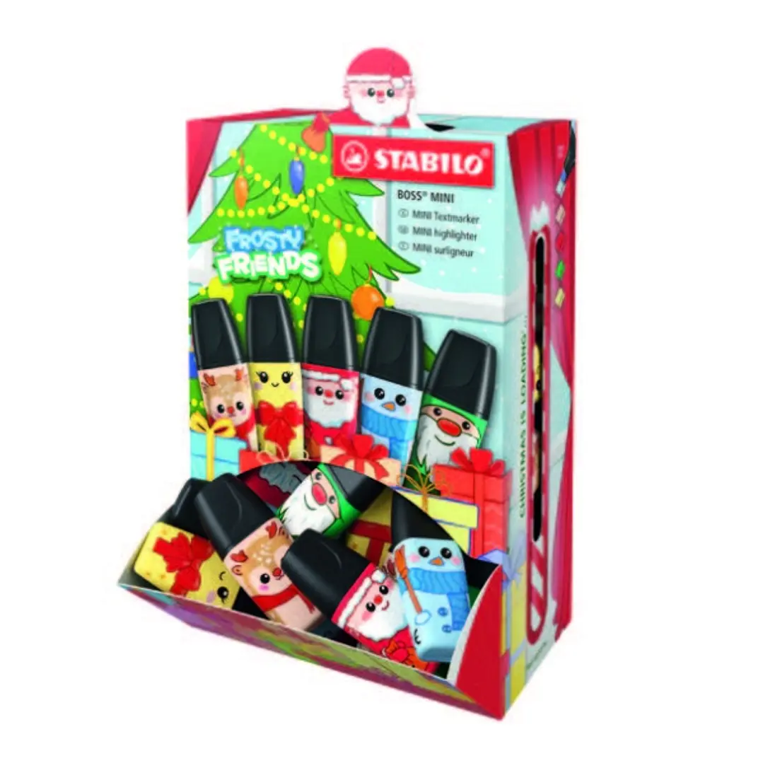 Stabilo Boss Mini Frosty Friends Expositor con 50 Marcadores Fluorescentes - Trazo entre 2 y 5mm - Tinta con Base de Agua - Antisecado - Colores Surti 1