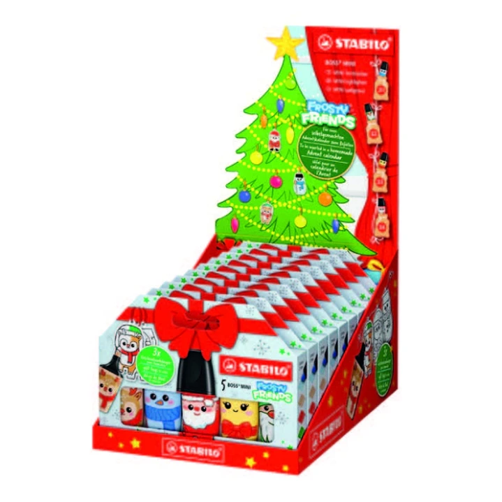 Stabilo Boss Mini Frosty Friends Expositor con 10 Packs de 5 Marcadores Fluorescentes - Trazo entre 2 y 5mm - Tinta con Base de Agua - Antisecado - Co 1